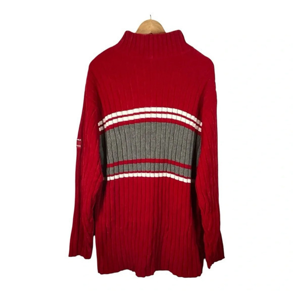 South‎ Pole Vintage Y2K Red Gray Thick Ribbed Mock Neck Sweater Men Size XL - Picture 3 of 8